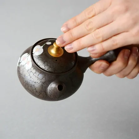 昭龍 天目釉珠型胡蝶蘭茶注