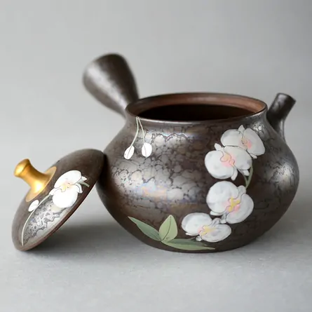 昭龍 天目釉珠型胡蝶蘭茶注