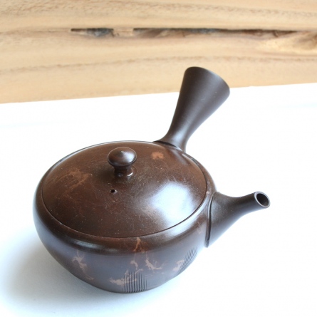 Gyokkou Brown Hiramaru Kushime Small Kyusu 