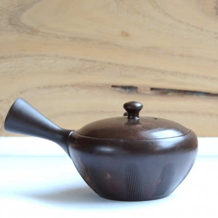 Gyokkou Brown Hiramaru Kushime Small Kyusu 