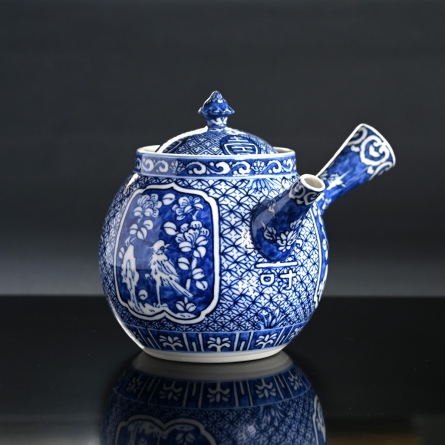 祥瑞小紋詰花鳥紋急須 急須 横手急須 - Sazen Tea