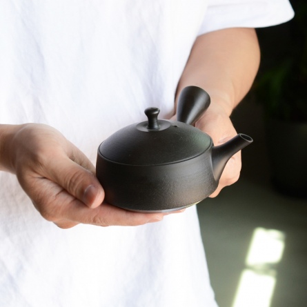  北龍黒泥平型急須