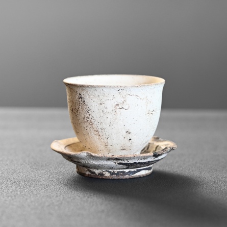 錆白泥茶杯&豆皿