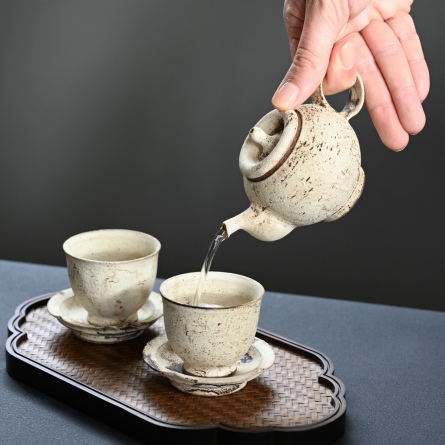 錆白泥茶杯&豆皿