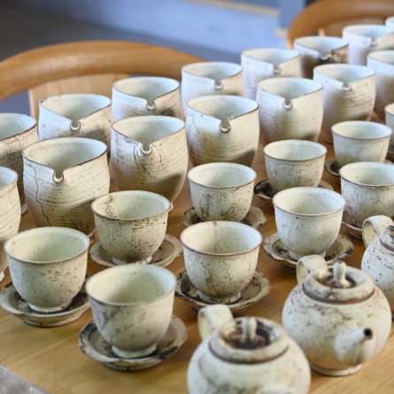 錆白泥茶杯&豆皿