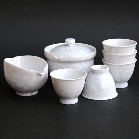 花結晶茶器セット　白