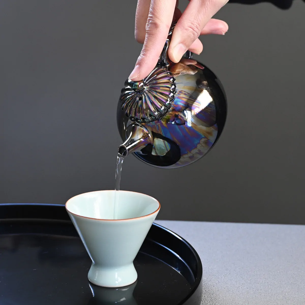 豊 艶後手急須黒瑪瑙 急須 後手急須 - Sazen Tea