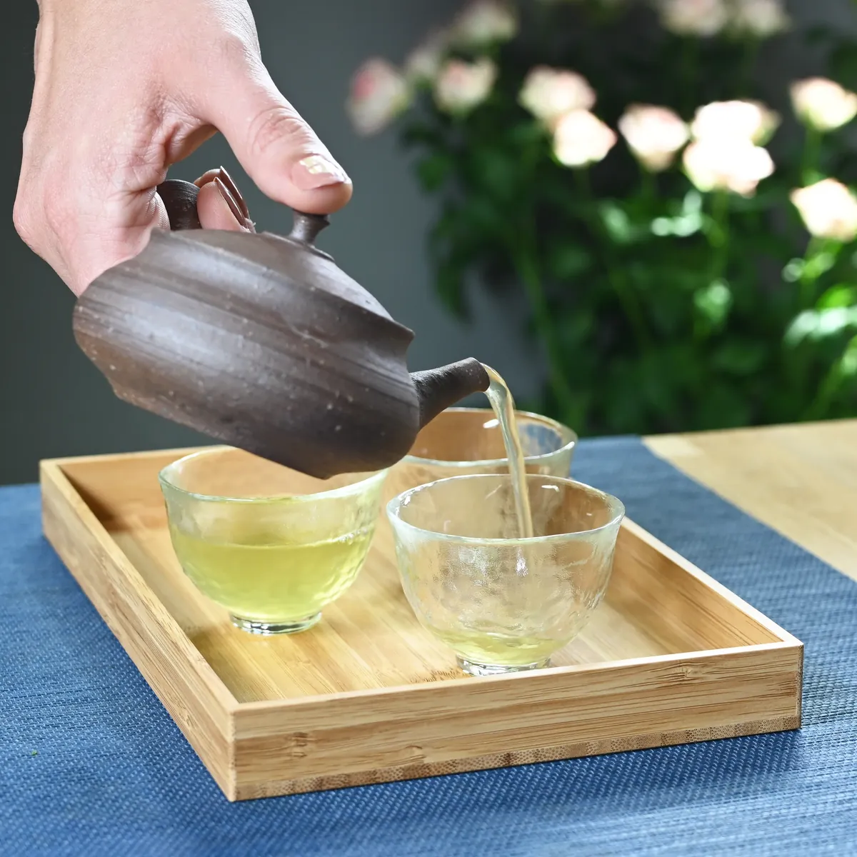 竹寄木長角盆 茶道具 盆 & 茶托 - Sazen Tea