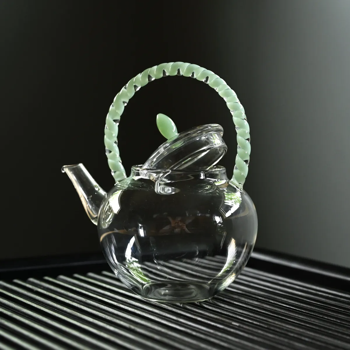 籐かご ガラスティーポット トップハンドル 急須 土瓶 - Sazen Tea