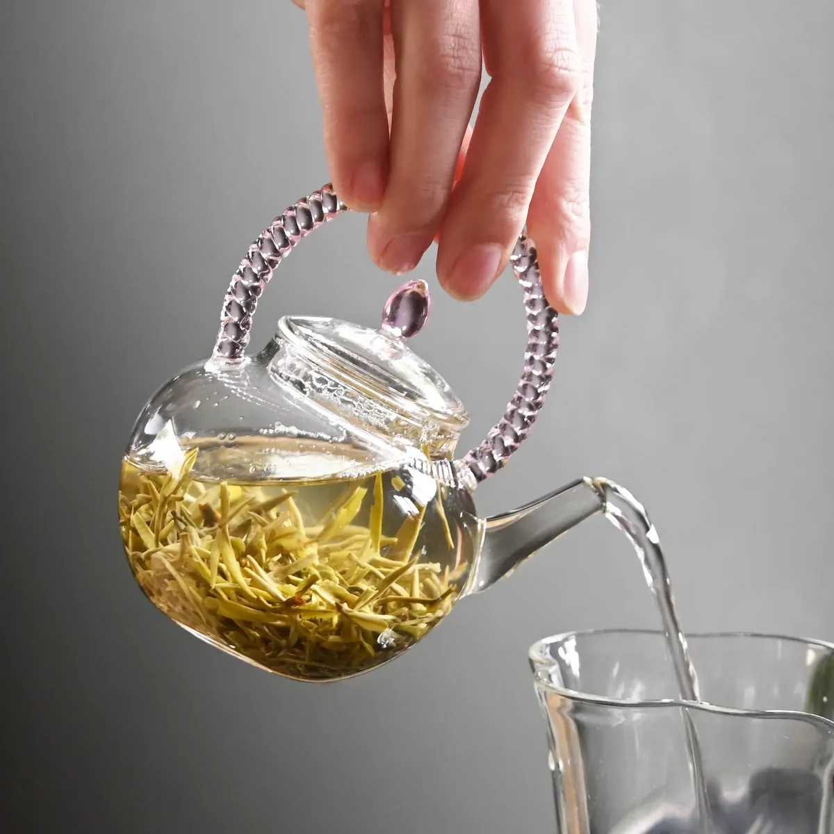 籐かご ガラスティーポット トップハンドル 急須 土瓶 - Sazen Tea