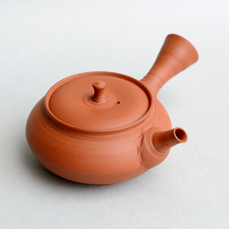 山田勇太朗 本朱泥筋挽き平型急須 急須 横手急須 - Sazen Tea