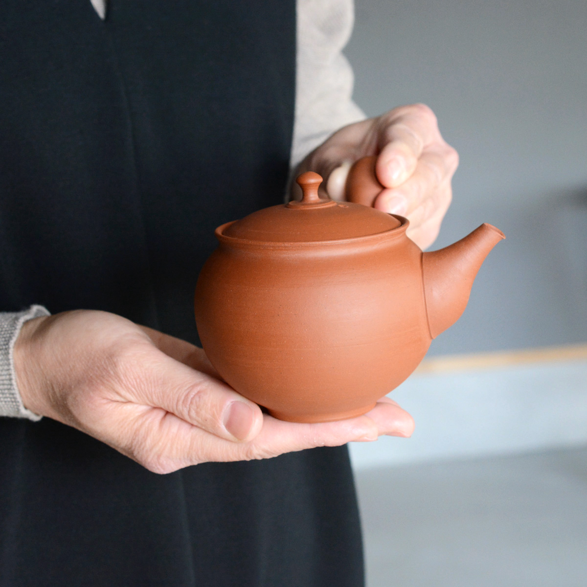 淳蔵朱泥丸形急須 急須 横手急須 - Sazen Tea