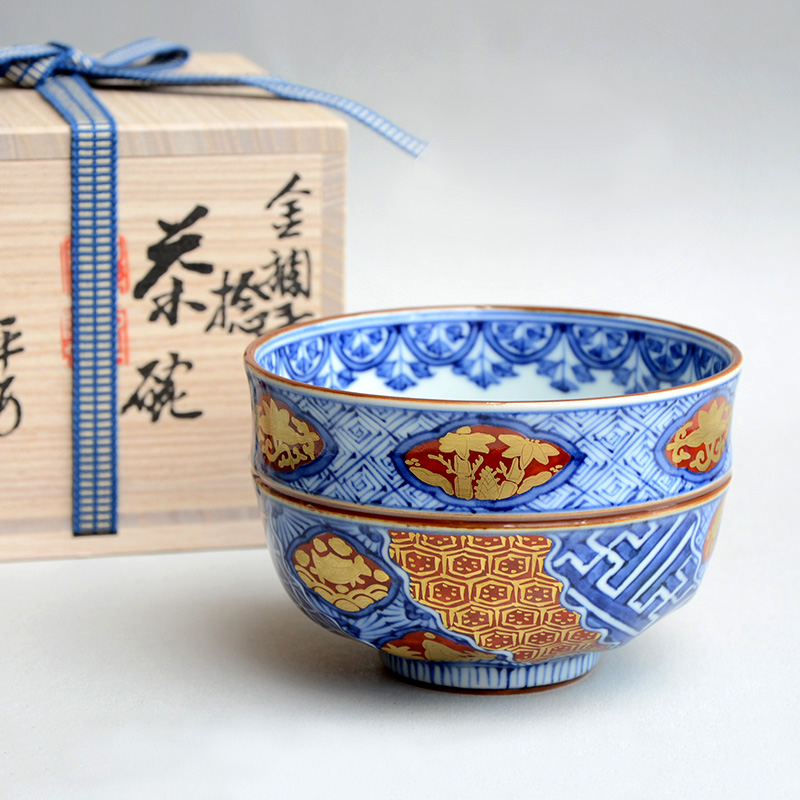 昭阿弥 金襴手祥瑞捻茶碗 茶器＆茶道具 抹茶碗 - Sazen Tea