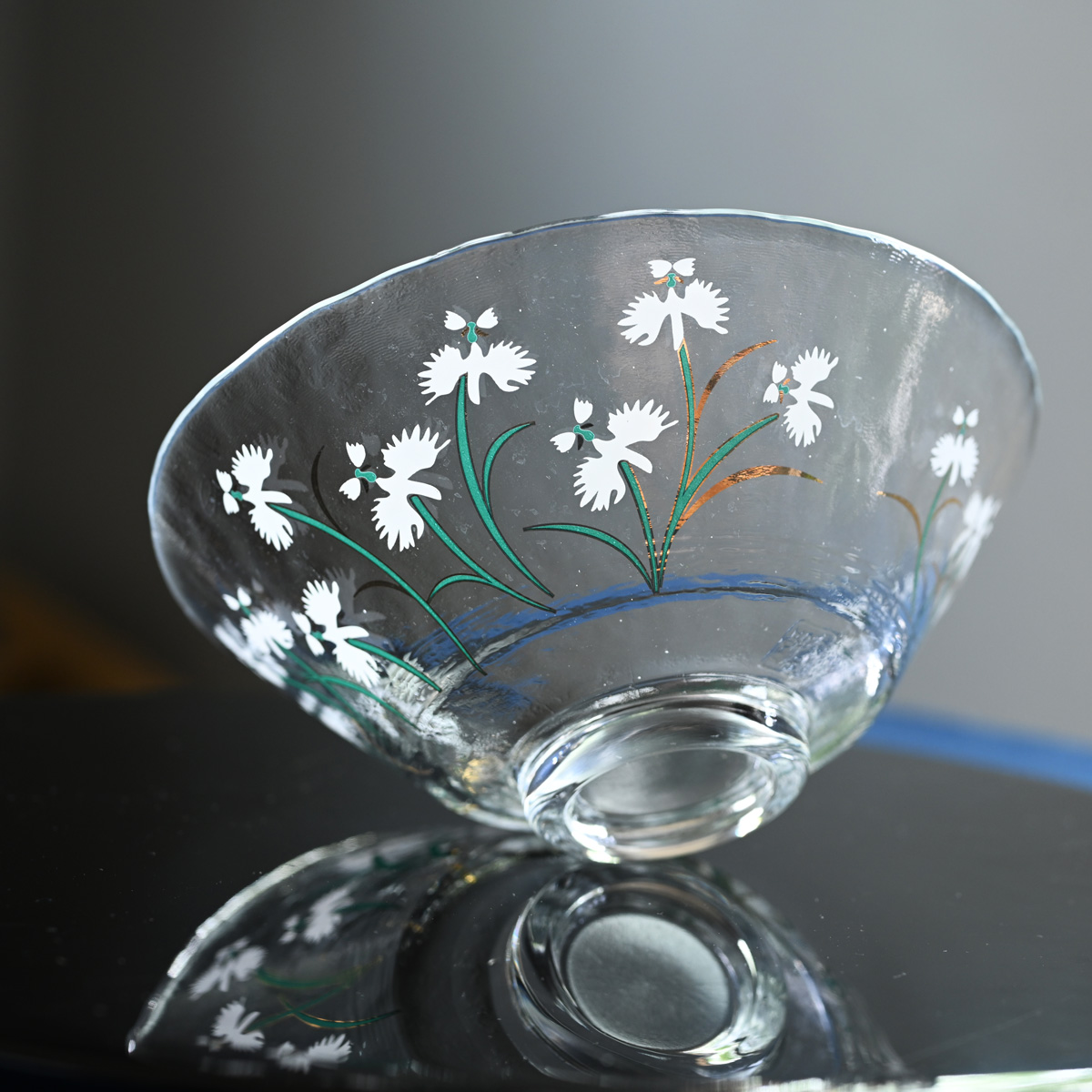 硝子平茶碗鷺草 茶器＆茶道具 抹茶碗 - Sazen Tea