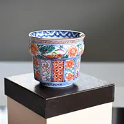 昭阿弥色絵小花山水湯呑