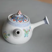 昭阿弥 横手急須色絵唐子