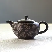 Shun'en Black Marugata Inlay Sakurabori Ushirode Kyusu