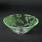 硝子平茶碗　義山　竹林