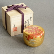 金箔 平棗 紅葉流水 蒔絵