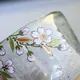 茶碗 灰釉掛分け枝垂桜絵
