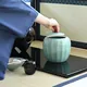 青磁　蓮華彫水差し