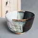 茶碗 灰釉掛分け白馬に富士山絵