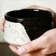 黒織部茶碗　春草作